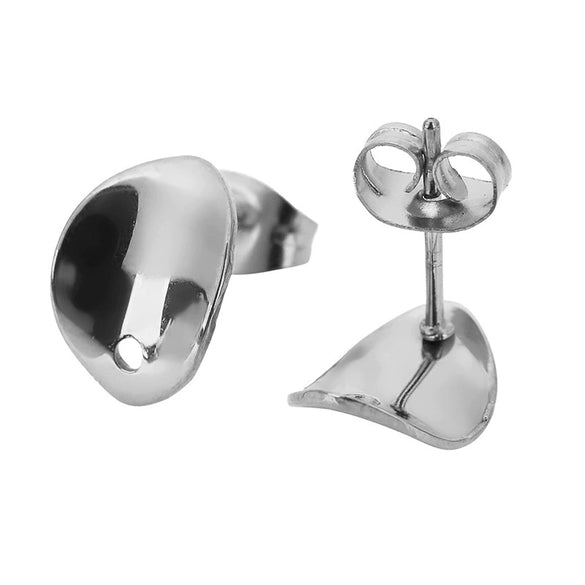 Stud Earrings Stainless Steel Cocoon Shape Vintage Smooth 18K Vacuum Plating