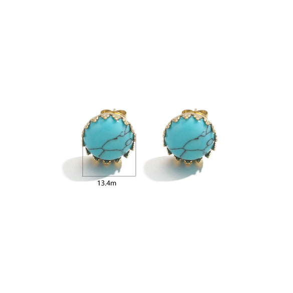 Stud Earrings Stainless Steel Natural Stone Geometric Electroplating