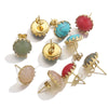 Stud Earrings Stainless Steel Natural Stone Geometric Electroplating