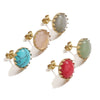 Stud Earrings Stainless Steel Natural Stone Geometric Electroplating