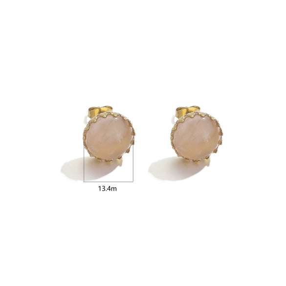 Stud Earrings Stainless Steel Natural Stone Geometric Electroplating