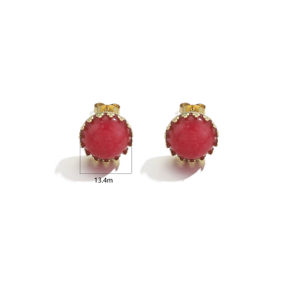 Stud Earrings Stainless Steel Natural Stone Geometric Electroplating