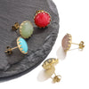 Stud Earrings Stainless Steel Natural Stone Geometric Electroplating
