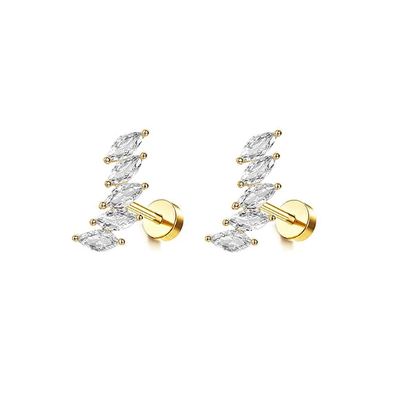 Stud Earrings Stainless Steel Star Shape Emerald Zircon For Women