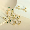 Stud Earrings Stainless Steel Star Shape Emerald Zircon For Women