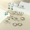 Stud Earrings Stainless Steel Star Shape Emerald Zircon For Women