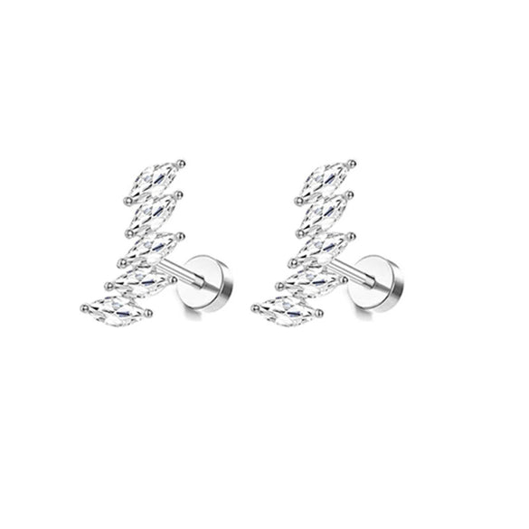 Stud Earrings Stainless Steel Star Shape Emerald Zircon For Women