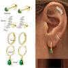 Stud Earrings Stainless Steel Star Shape Emerald Zircon For Women