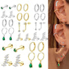 Stud Earrings Stainless Steel Star Shape Emerald Zircon For Women