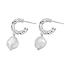 Stud Earrings 925 Sterling Silver Baroque Freshwater Pearl Geometric Electroplated