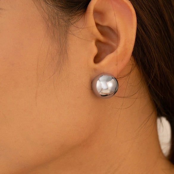 Stud Earrings 316L Stainless Steel Electroplated 18K Gold Semicircular Geometric Niche Style For Women