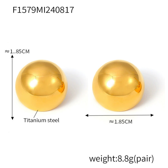 Stud Earrings 316L Stainless Steel Electroplated 18K Gold Semicircular Geometric Niche Style For Women