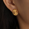 Stud Earrings 316L Stainless Steel Gold Plated Niche Retro Exaggerated Geometric Style Women's