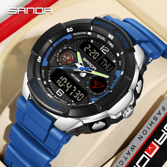 Student Fashion Sports Electronic Watch Tpu Strap Abs Case Acrylic Mirror Round Dial Waterproof