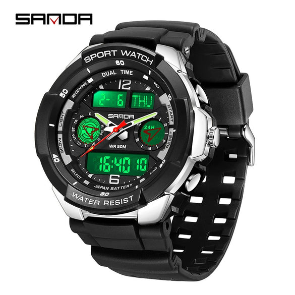 Student Fashion Sports Electronic Watch Tpu Strap Abs Case Acrylic Mirror Round Dial Waterproof