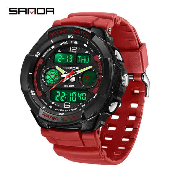 Student Fashion Sports Electronic Watch Tpu Strap Abs Case Acrylic Mirror Round Dial Waterproof