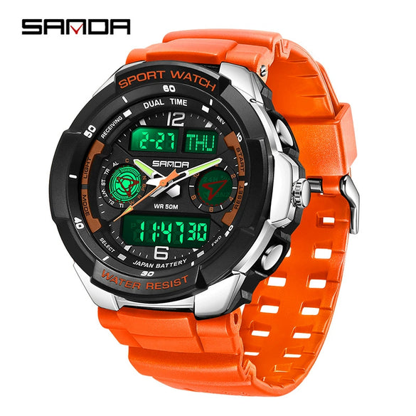 Student Fashion Sports Electronic Watch Tpu Strap Abs Case Acrylic Mirror Round Dial Waterproof