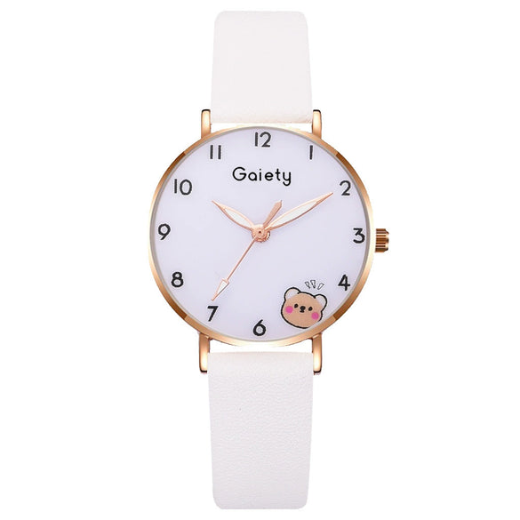 Student Female Watch Alloy Case Canvas Strap Round Dial Leisure Style