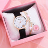 Student Female Watch Alloy Case Canvas Strap Round Dial Leisure Style