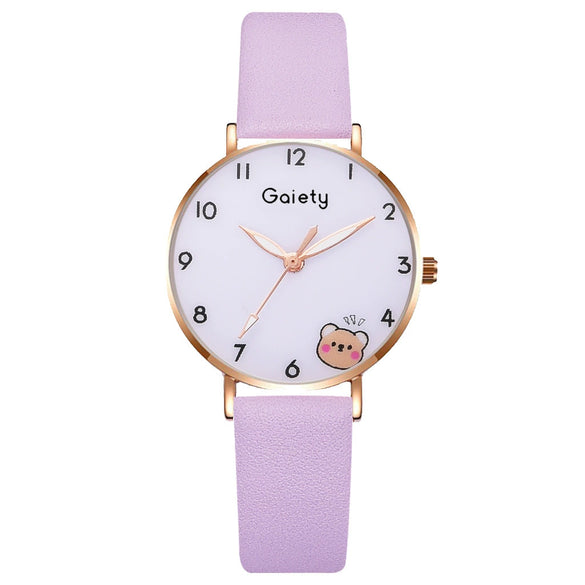 Student Female Watch Alloy Case Canvas Strap Round Dial Leisure Style