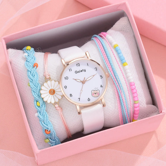 Student Female Watch Alloy Case Canvas Strap Round Dial Leisure Style