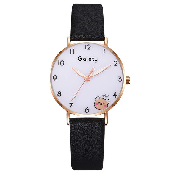Student Female Watch Alloy Case Canvas Strap Round Dial Leisure Style