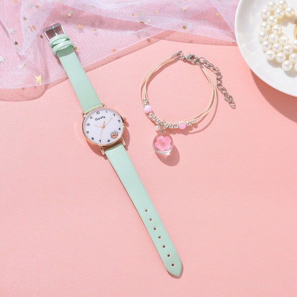 Student Female Watch Alloy Case Canvas Strap Round Dial Leisure Style