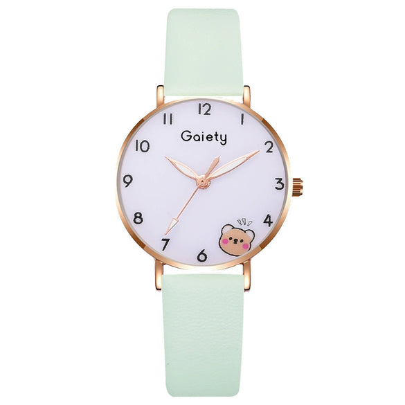 Student Female Watch Alloy Case Canvas Strap Round Dial Leisure Style