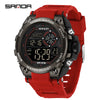 Student Multifunction Chronograph Sports Watch Abs Case Tpu Strap Acrylic Mirror Round Dial Digital Display Waterproof