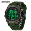 Student Multifunction Chronograph Sports Watch Abs Case Tpu Strap Acrylic Mirror Round Dial Digital Display Waterproof