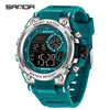 Student Multifunction Chronograph Sports Watch Abs Case Tpu Strap Acrylic Mirror Round Dial Digital Display Waterproof