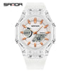 Student Multifunction Electronic Watch Tpu Strap Abs Case Acrylic Mirror Round Dial Sports Style Luminous Waterproof