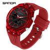 Student Multifunction Electronic Watch Tpu Strap Abs Case Acrylic Mirror Round Dial Sports Style Luminous Waterproof