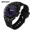 Student Multifunction Electronic Watch Tpu Strap Abs Case Acrylic Mirror Round Dial Sports Style Luminous Waterproof