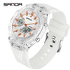 Student Multifunction Electronic Watch Tpu Strap Abs Case Acrylic Mirror Round Dial Sports Style Luminous Waterproof