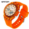 Student Multifunction Electronic Watch Tpu Strap Abs Case Acrylic Mirror Round Dial Sports Style Luminous Waterproof