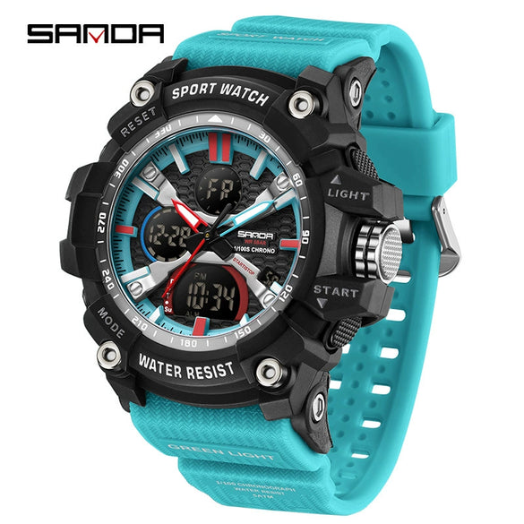Student Sports Watch Tpu Strap Abs Case Acrylic Mirror Waterproof Luminous Highend Style