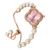 Student Watch Alloy Four Leaf Clover Pearl Decorated Gold Buckle