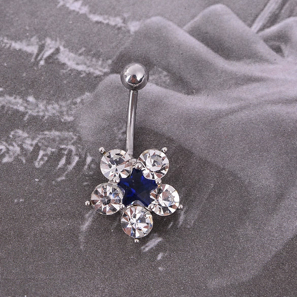 Style Fashion Flower Belly Button Ring Wholesale Threecolor Zircon Optional Hot Fivestar Wholesale Supply