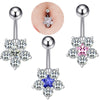 Style Fashion Flower Belly Button Ring Wholesale Threecolor Zircon Optional Hot Fivestar Wholesale Supply