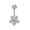 Style Fashion Flower Belly Button Ring Wholesale Threecolor Zircon Optional Hot Fivestar Wholesale Supply