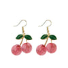 Style Fresh Cherry Love Earrings Sweet Girl's Heart Drop Oil Cherry Long Earrings Simple Decoration