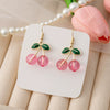 Style Fresh Cherry Love Earrings Sweet Girl's Heart Drop Oil Cherry Long Earrings Simple Decoration