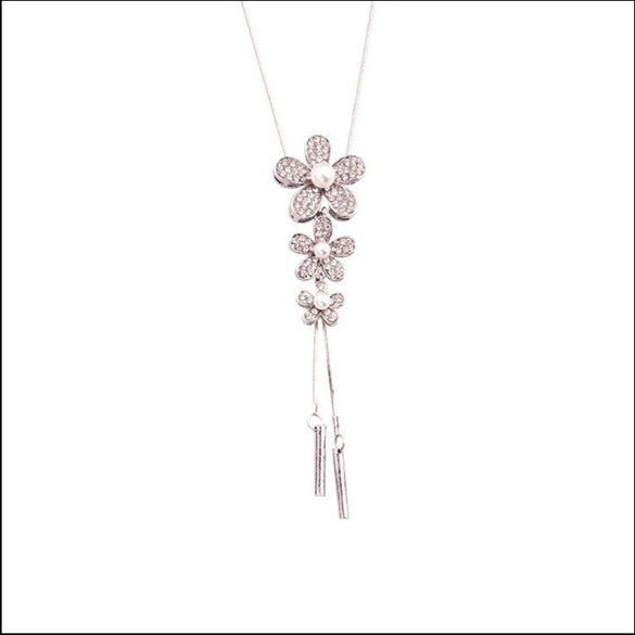 Style New Fashion Necklace Women's Flower Sweater Chain Clothes Accessories Decorations Allmatch Long Tassel