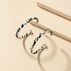 Stylish Black And White Striped Leather C Shaped Earrings Simple Creative Electroplated Statement Earrings