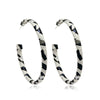 Stylish Black And White Striped Leather C Shaped Earrings Simple Creative Electroplated Statement Earrings