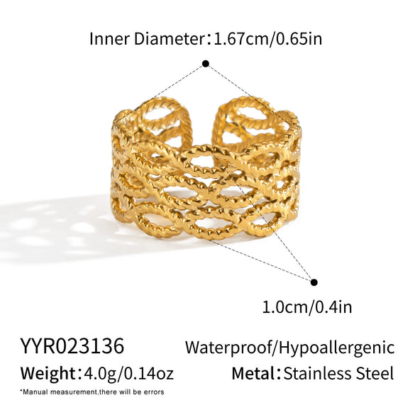 Stylish Cut Out Geometric Hip Hop Punk Ring For Girls Stainless Steel With Electroplating Hand Jewelry