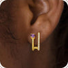 Stylish Electroplated Copper Geometric Double Circle Zircon Gold Hoop Earrings For Women