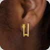 Stylish Electroplated Copper Geometric Double Circle Zircon Gold Hoop Earrings For Women