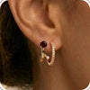 Stylish Electroplated Copper Geometric Double Circle Zircon Gold Hoop Earrings For Women